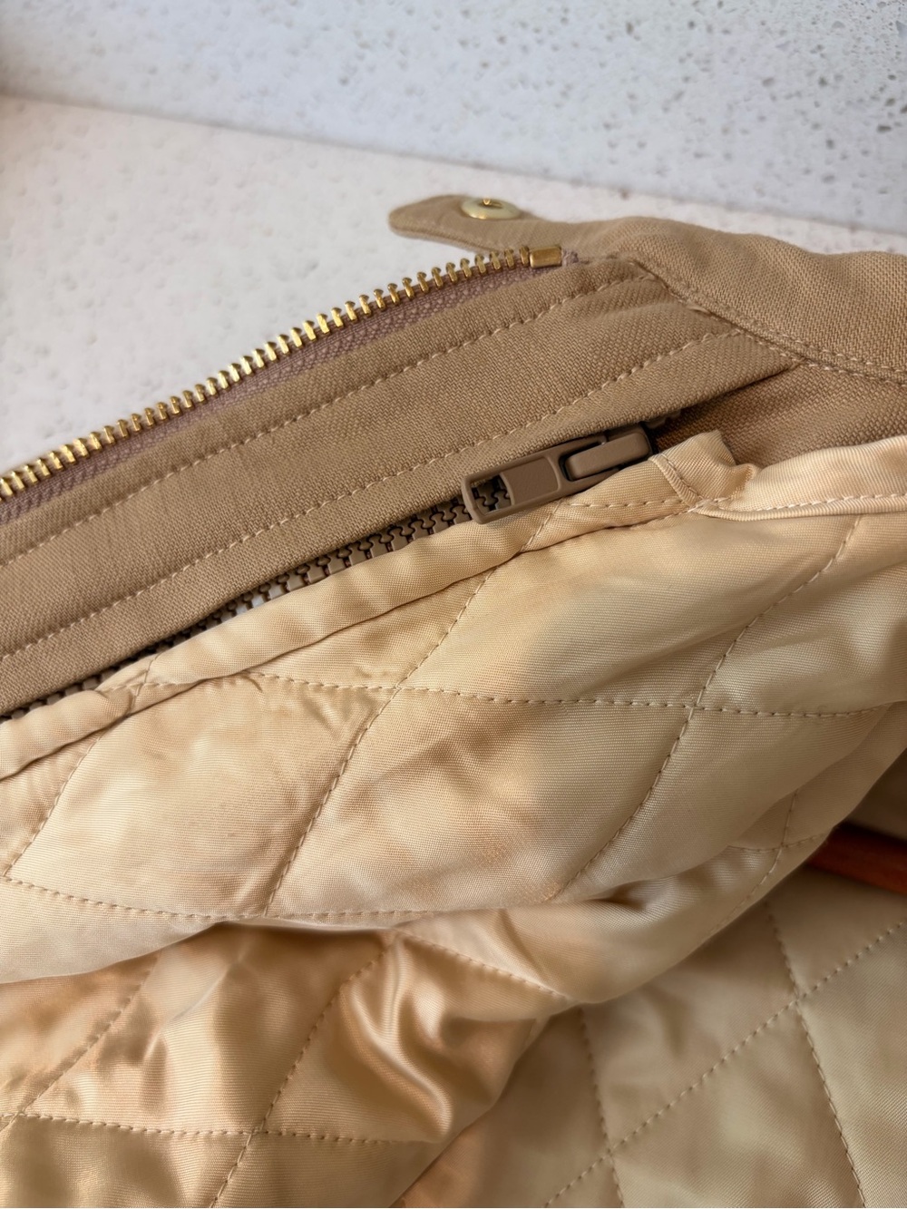 Rag & Bone Women's Tan Cotton Blend Work Jacket with Brown Collar - Picture 7 of 7